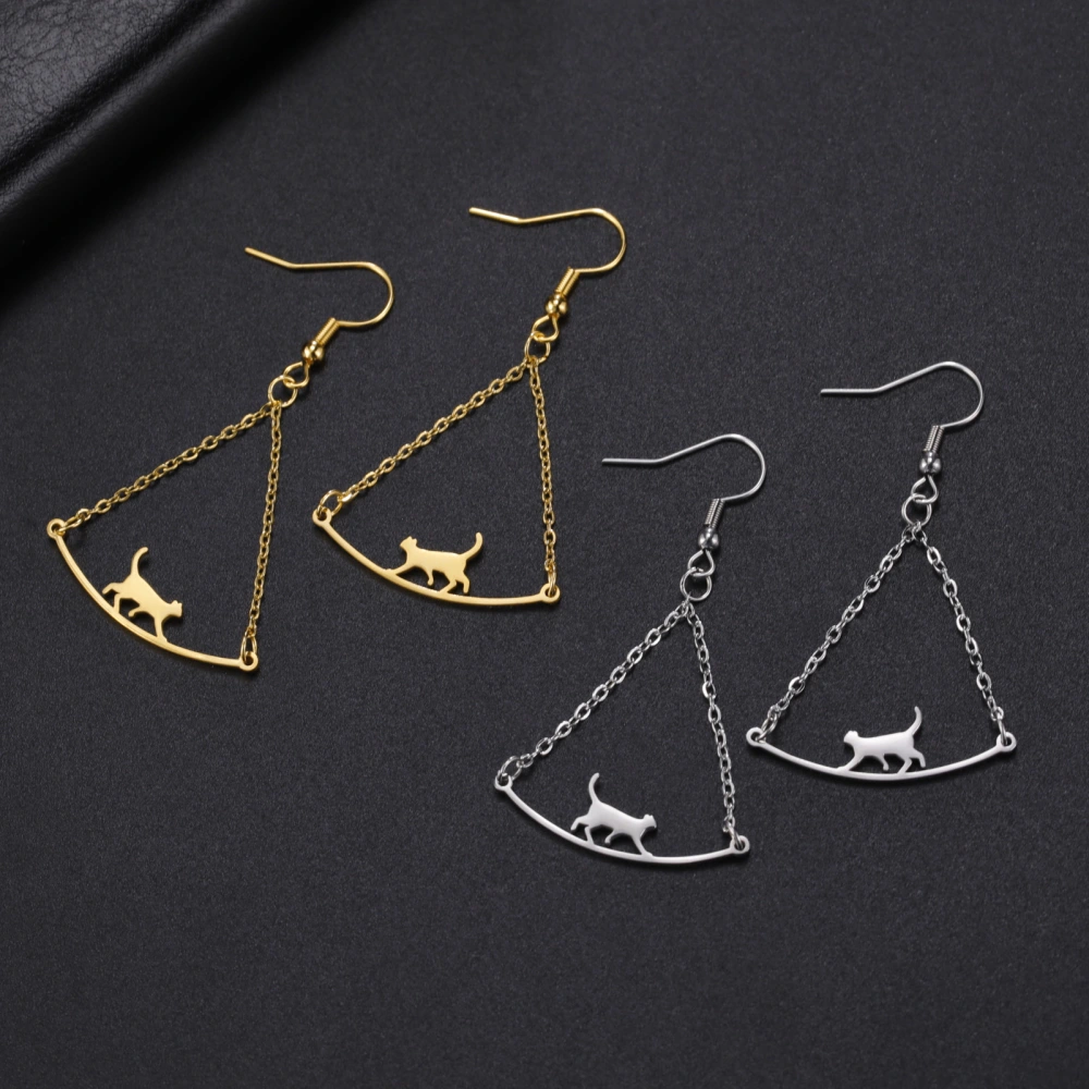 Simple Rope Walking Cat Earrings