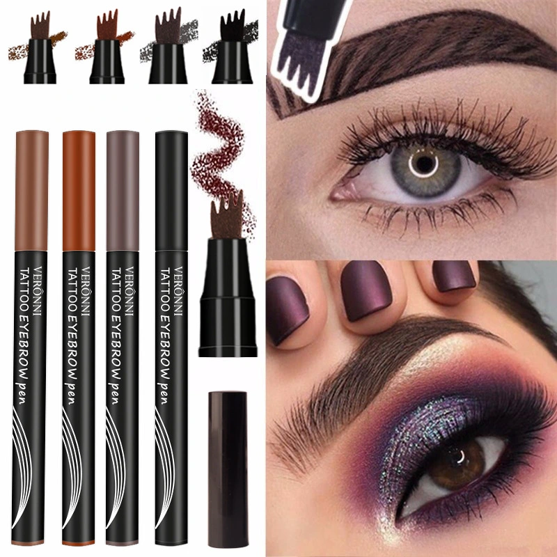 Four-fork Liquid Water Eyebrow Pencil Three-dimensional Simulation Native Eyebrow Color Natural Sweat-proof