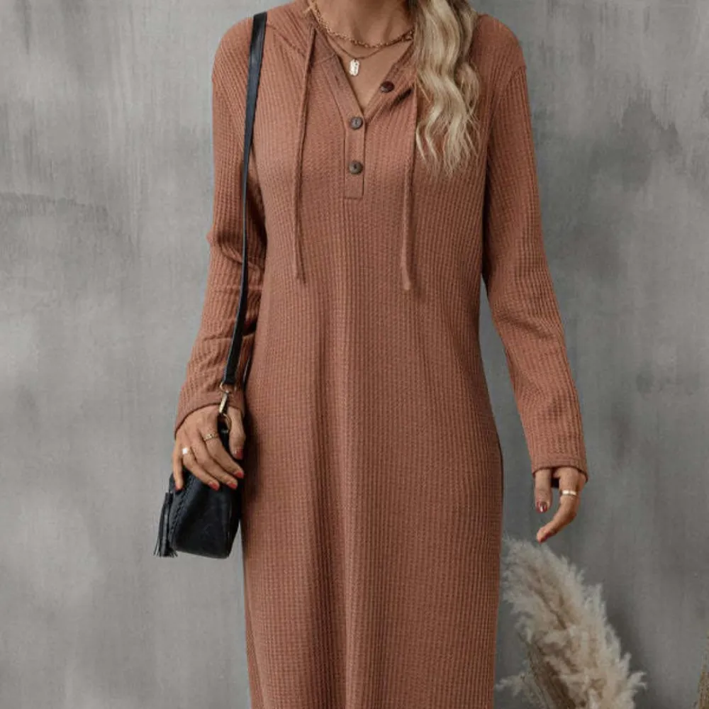 Women's Long Loose Casual Lace Up Hooded Dress
