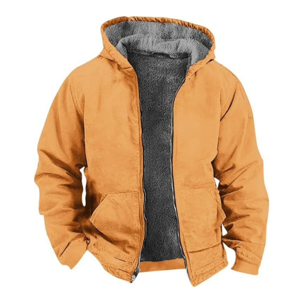 Cross Border Multi-color Solid Color 3D Printing Digital Printing Hooded Sweater Brown Lining Cotton-padded Jacket