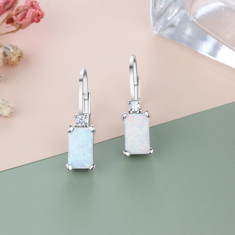 European And American Simple Earrings S925 Silver Accessories Opal Accessories