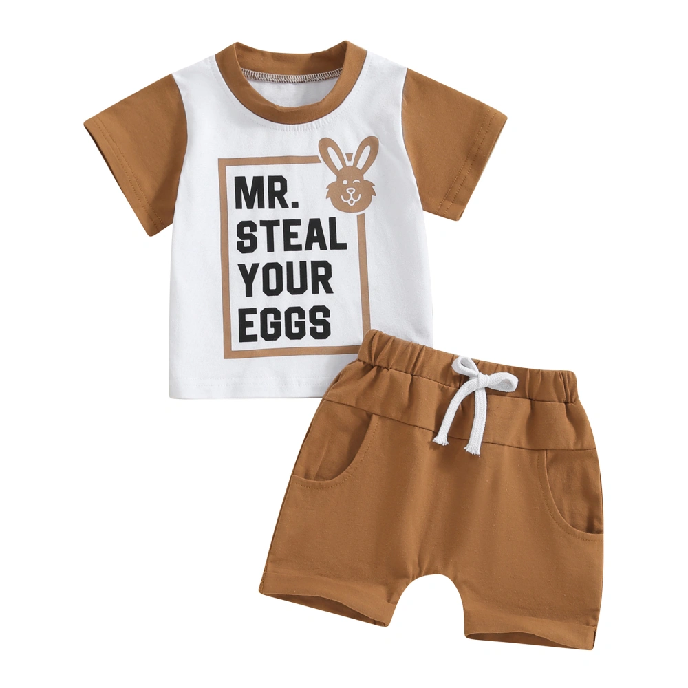 Toddler Boys Easter Outfits Letter Rabbit T-Shirts Tops and Shorts