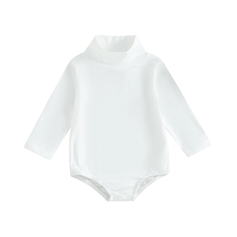 Baby Girls Boys Long Sleeve Solid Color High Neck Casual Romper