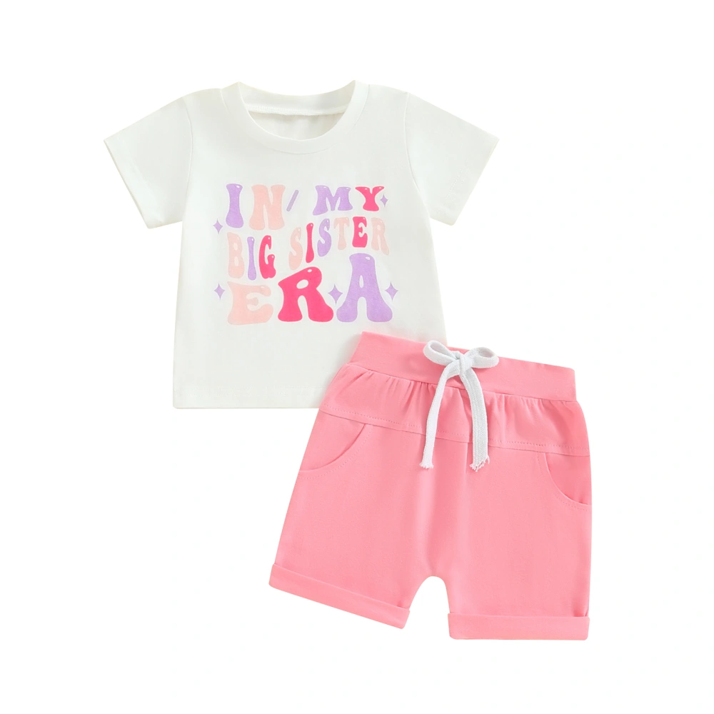 Sister Matching Outfits, Short Sleeve Letter Print Tops + Shorts 2 Piece Outfits