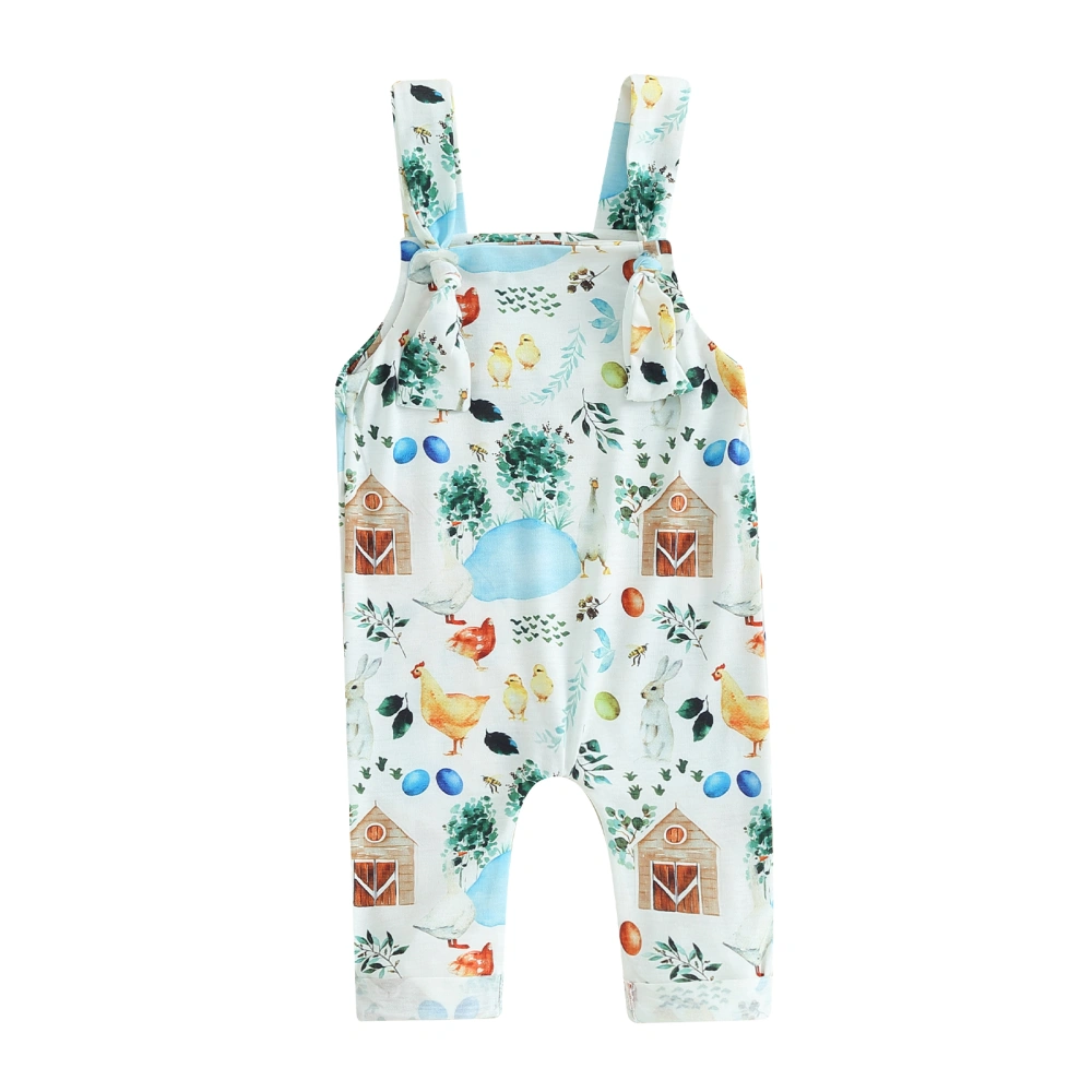 Baby Spring Overalls Outfits Cartoon Animal Print Sleeveless Romper