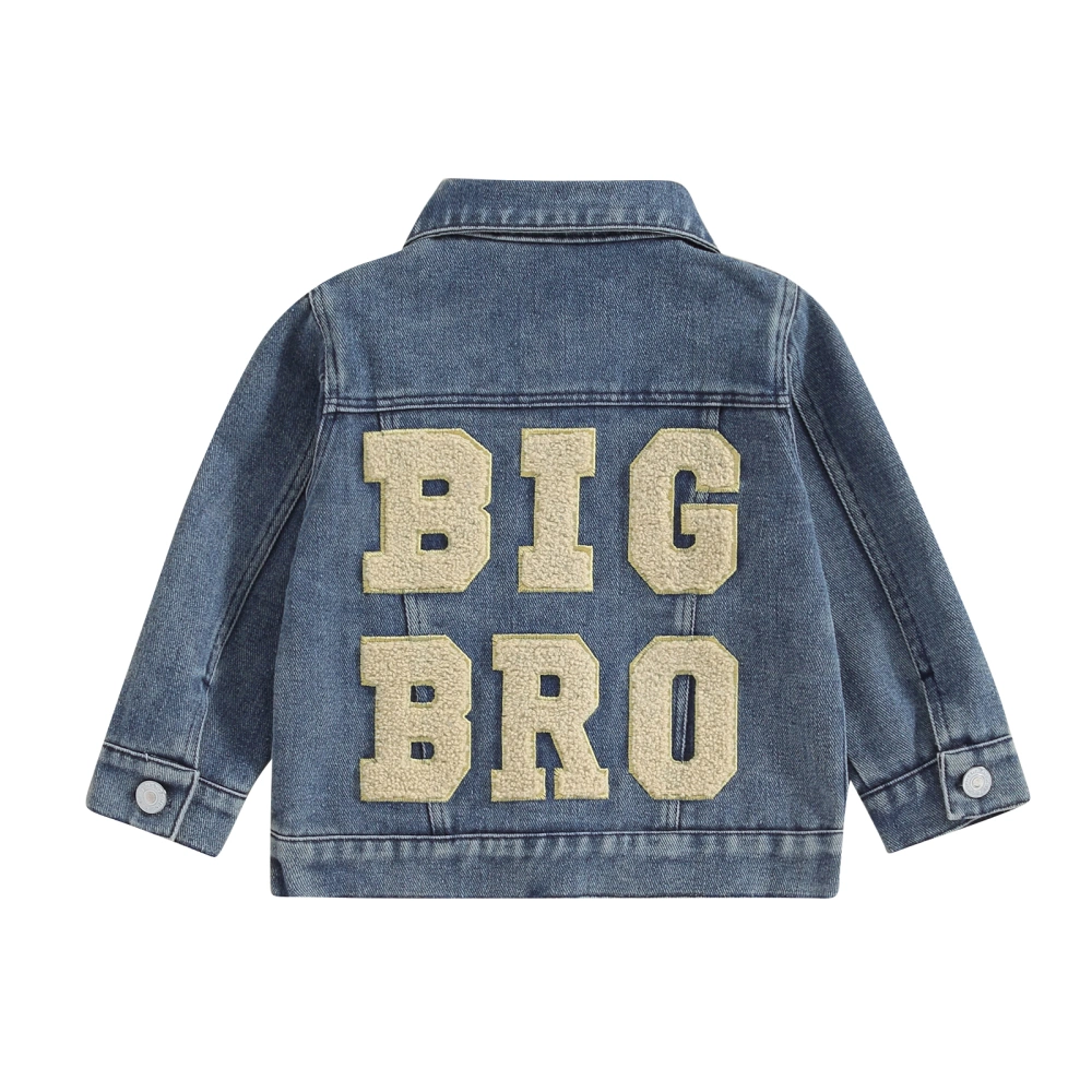 Baby Boy Denim Jackets Long Sleeve Back Letter Embroidery Jean Coats