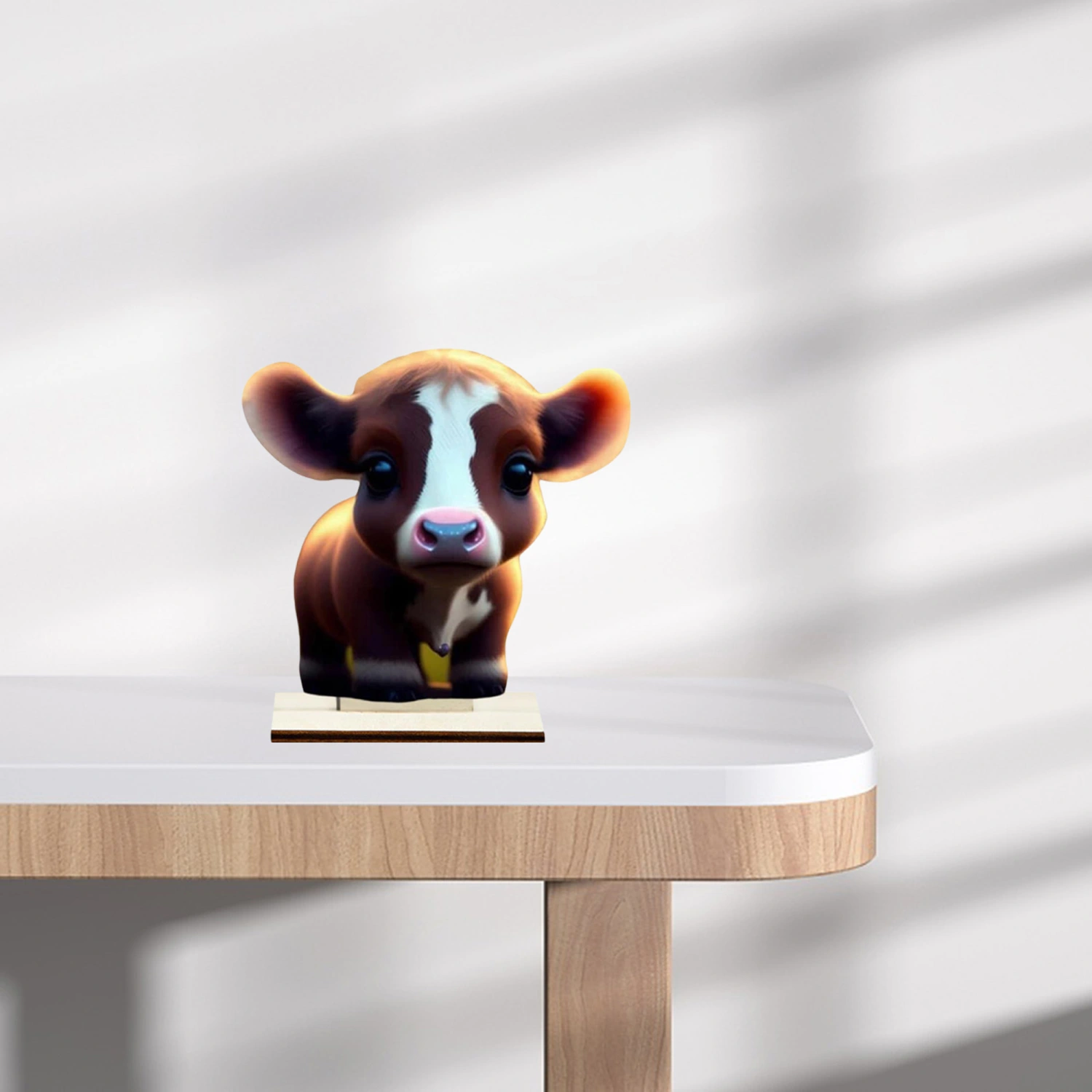 Highland Cow Decor, Standing Cute Wooden Desk Ornament Art Craft