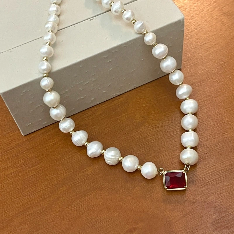 Red Wine Dinner Freshwater Pearl Copper Alloy Necklace