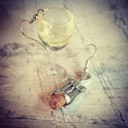 Wine Glass And Spiral Earrings