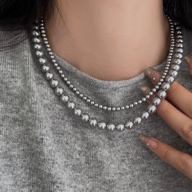 Women's Fashion Gray Pearl Necklace