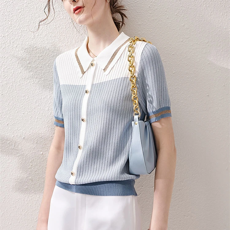New Fashionable Stylish Slimming Color Matching Sweater