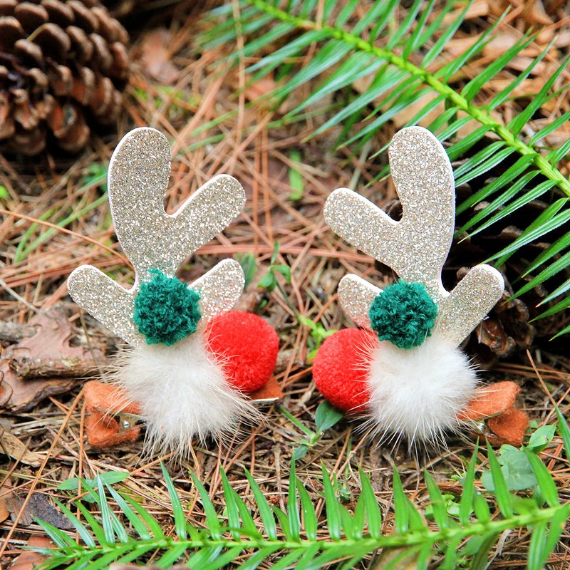 Christmas Barrettes Cute Elk Horn A Pair Of Hairclips