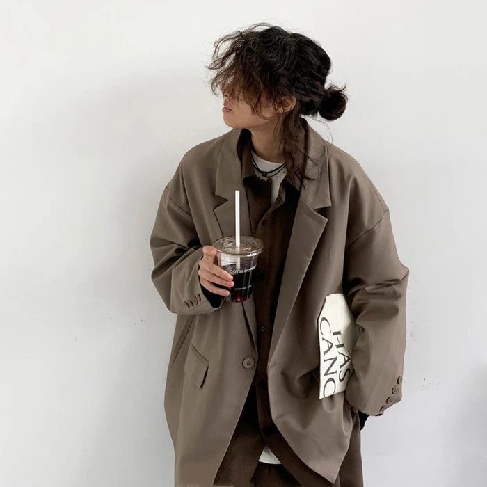 Japanese-style Retro Gray Profile Small Suit