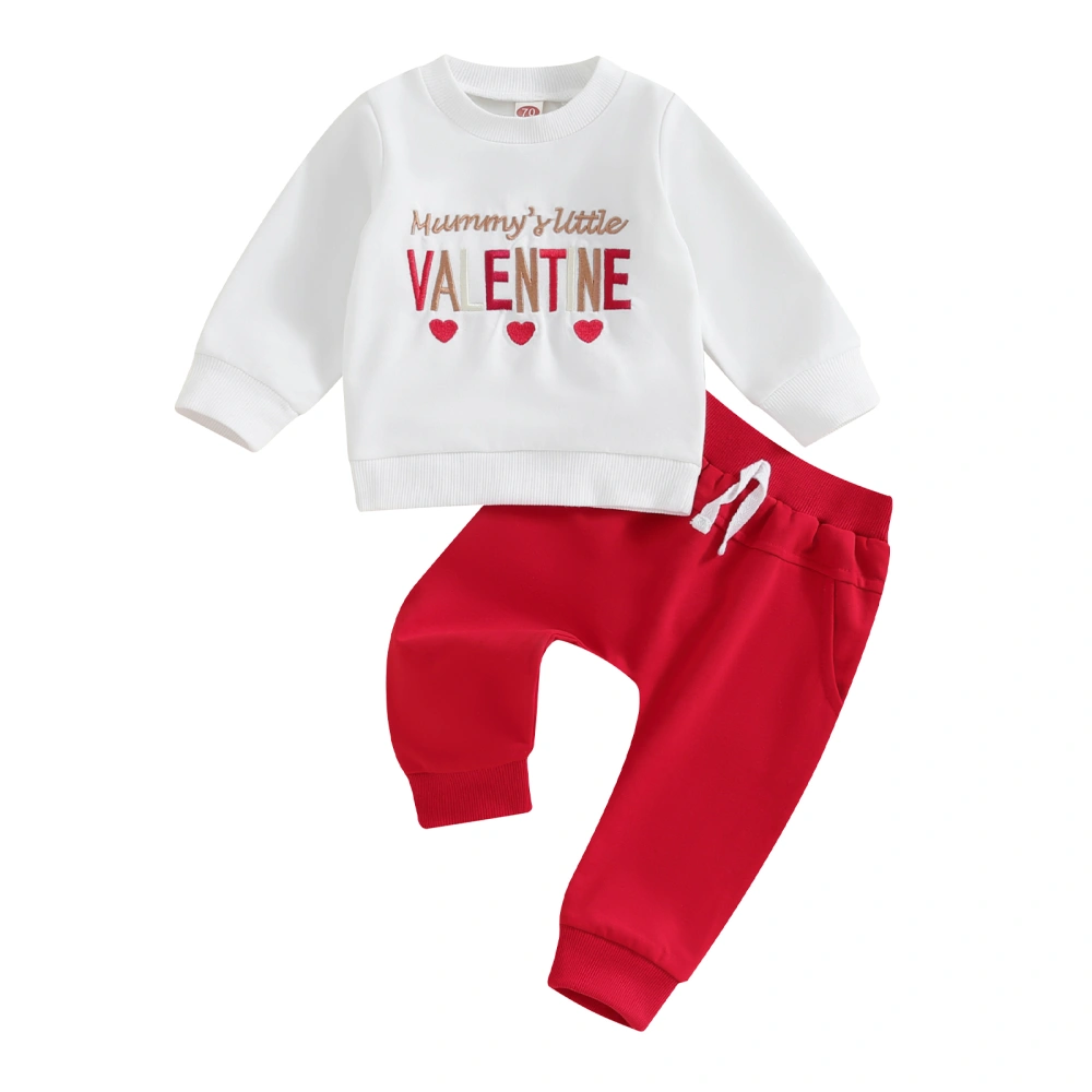 Baby Pants Set, Long Sleeve Embroidery Letters Sweatshirt Pants