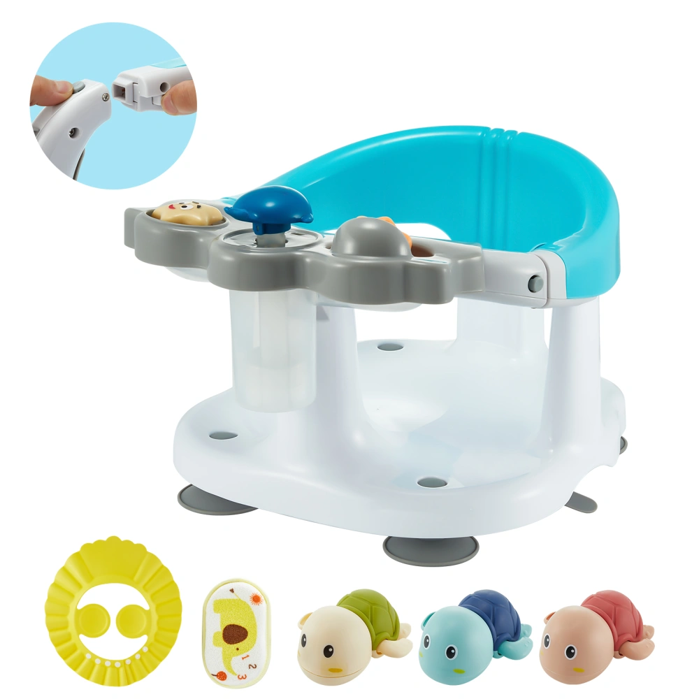 Cute Cartoon Baby Bath Seat with Suction Cups for Baby Sitting Up