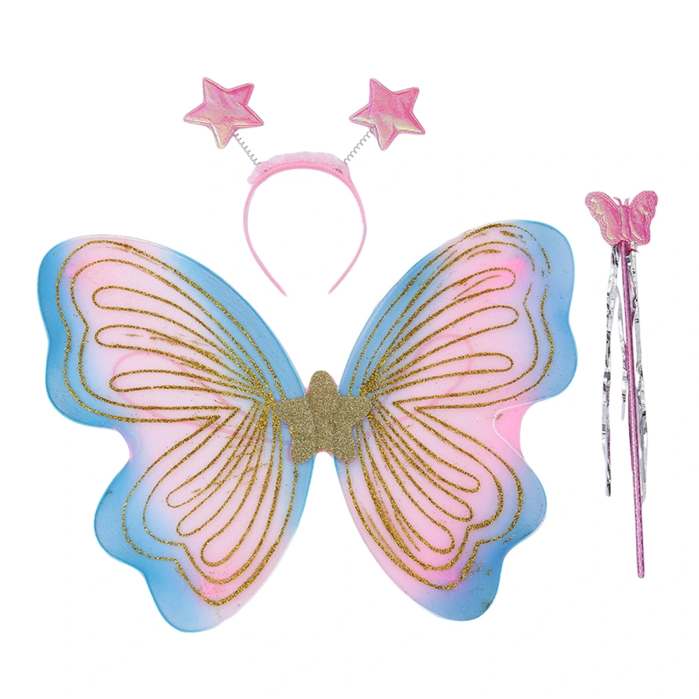 Kids Butterfly Wing Set Cosplay Wings with Fairy Wand and Headband