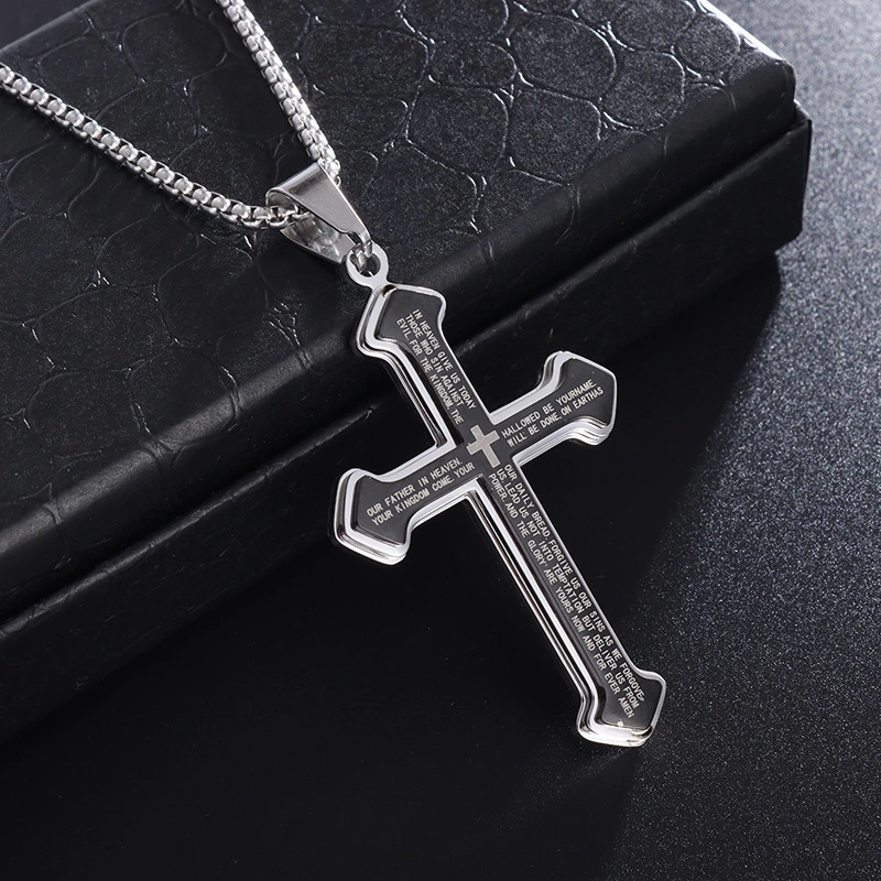 Classic Stainless Steel Cross Pendant Necklace Men's Jewelry