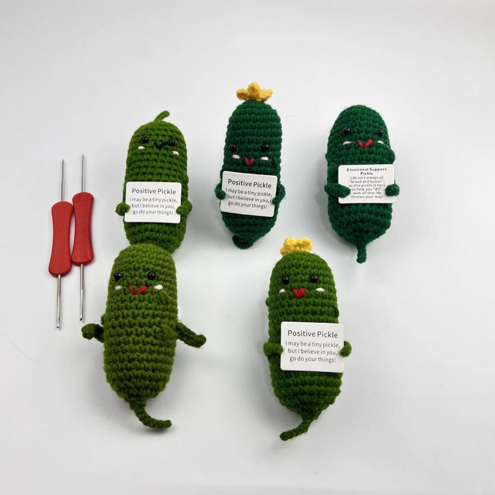 Handmade Wool Crocheted Emotional Cucumber Doll