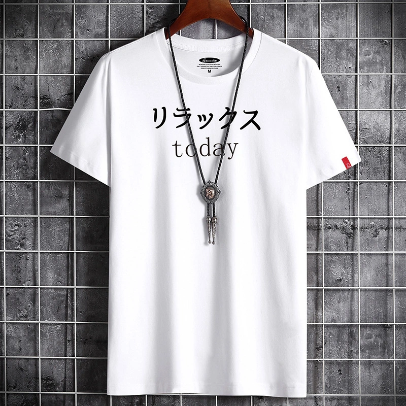 Men's Youth Summer Round Neck Cotton Loose Clothing Half Sleeve Print T-shirt Top Tide