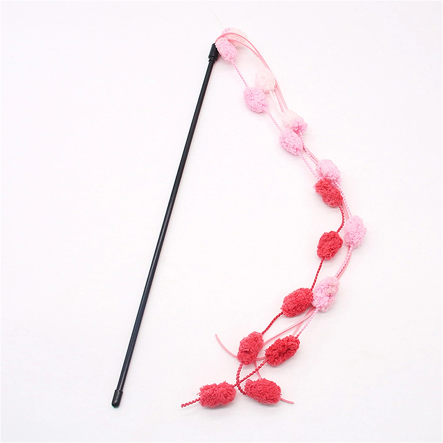 Cat Teaser Wand Fuzzy Balls Cat Stick Pole Pet Interactive Toy 
