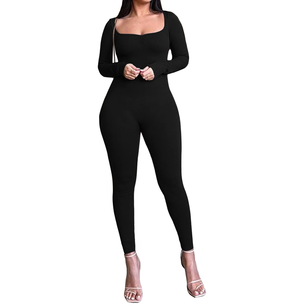 Women's Yoga Jumpsuit Pants Long Sleeve Sweetheart Neck Rompers