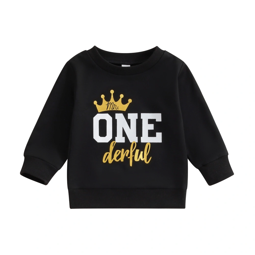 Baby Sweatshirts Letter Crown Print Toddler First Birthday Clothes