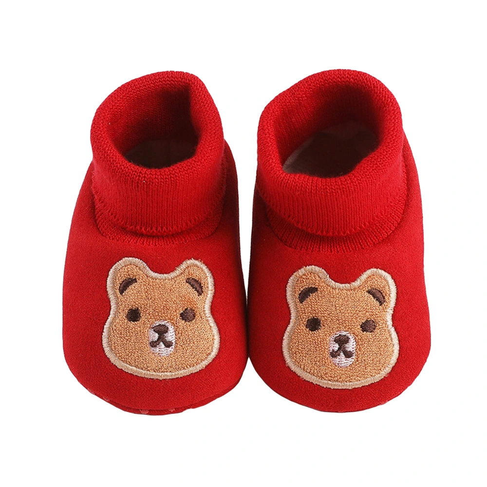 Baby Winter Floor Socks Cartoon Bear Embroidery Warm Shoes for Infant