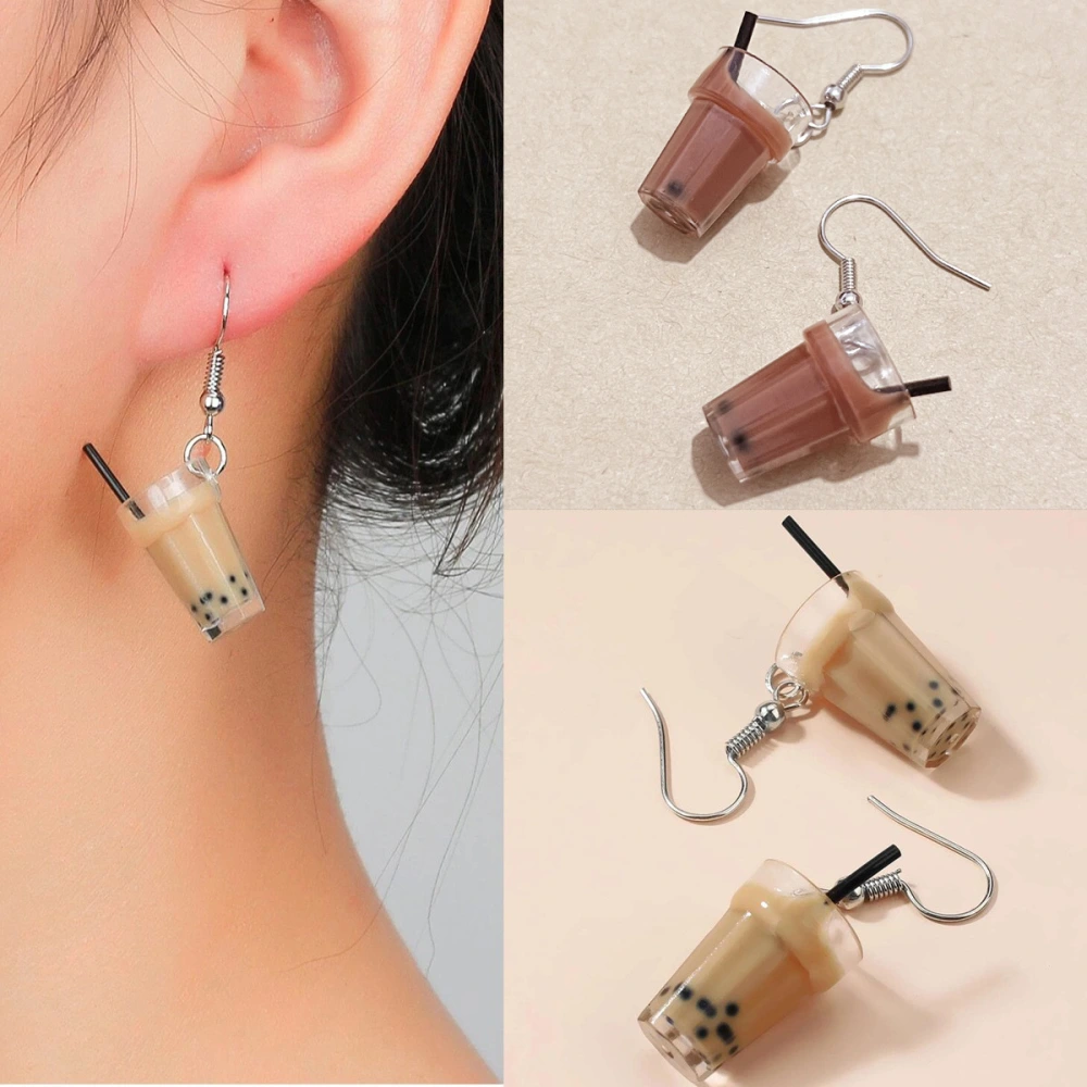 Ins Style Cute Fashion Pearl Milk Tea Beverage Coffee Stud Earrings