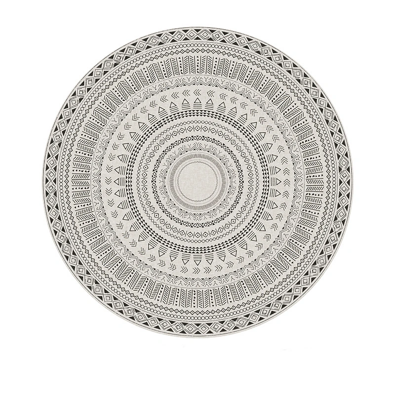 Moroccan Ethnic Style Round Carpet Crystal Velvet Suction Skid Resistance Blanket