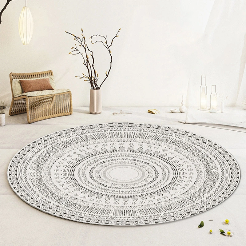 Moroccan Ethnic Style Round Carpet Crystal Velvet Suction Skid Resistance Blanket