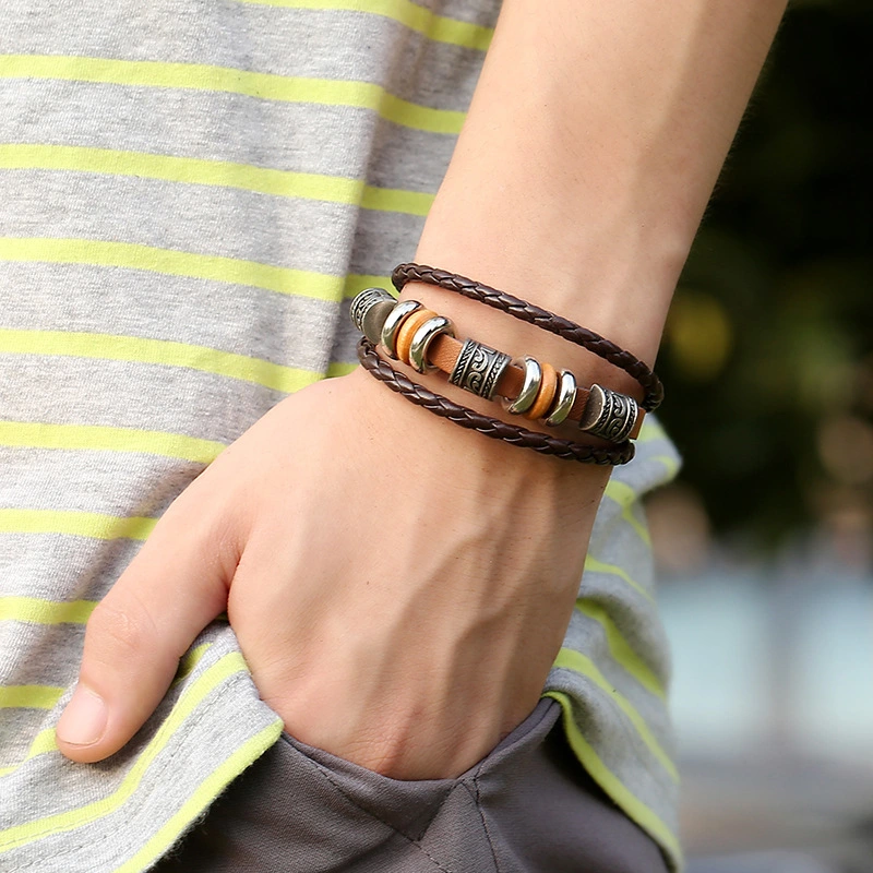 Simple Multi-layer Leather Men Handmade String