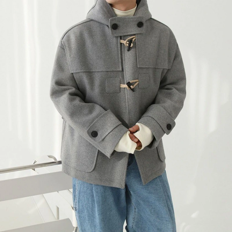 Warm-keeping Cotton Clothing Korean Loose Horn Button Short Woolen Overcoat