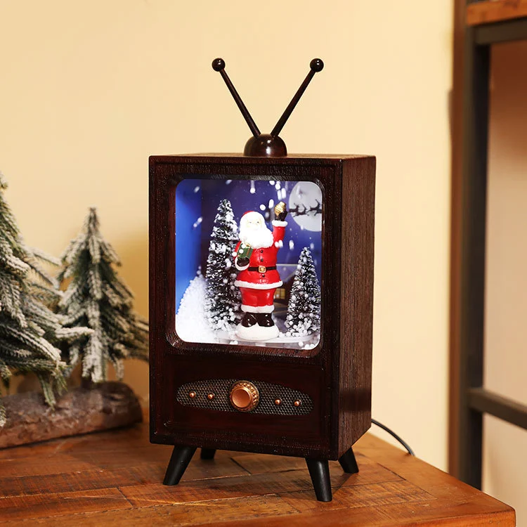 New Mini TV Retro Snow Music Ornament