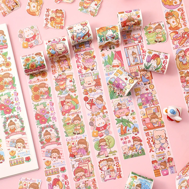 Bun Girls Series Season 2 And Paper Adhesive Tape Journal Material Stickers