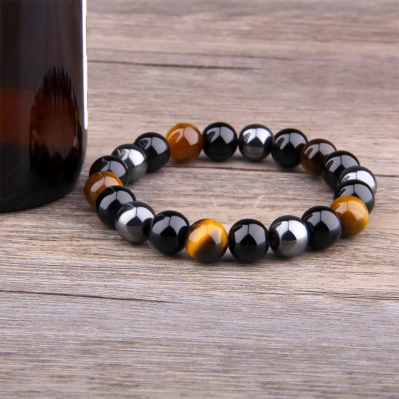 Quality Tiger Eye Black Agate Bracelet Natural Stone Bracelet 8mm Handmade Ornament