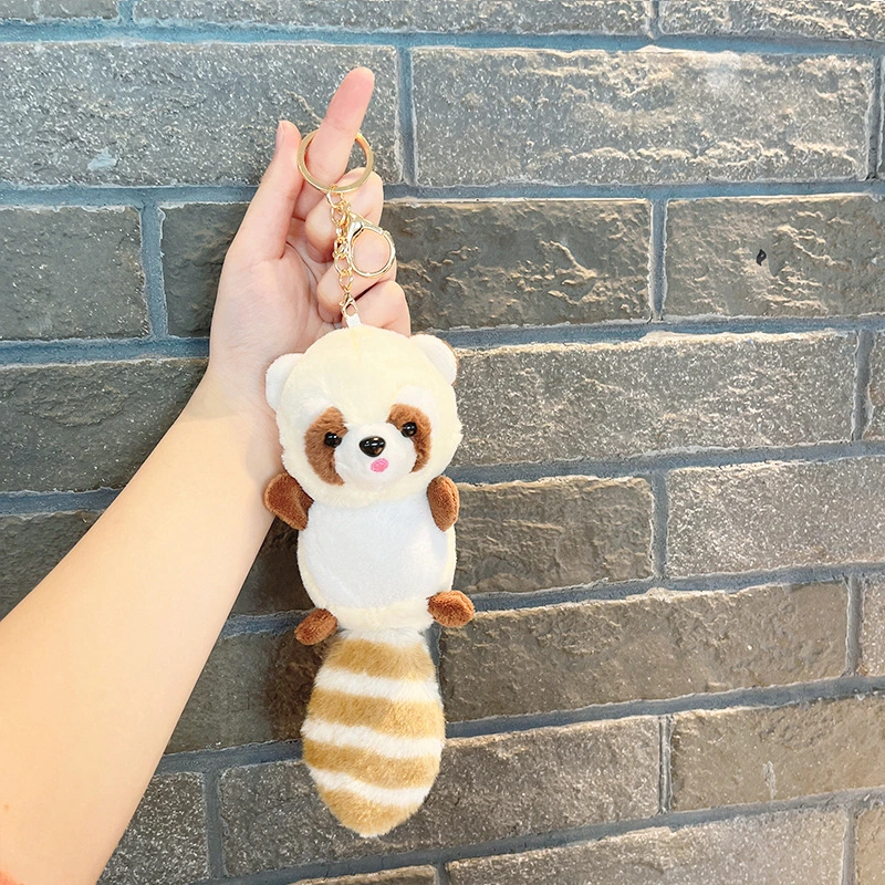 Plush Long Tail Raccoon Doll Small Pendant Keychain