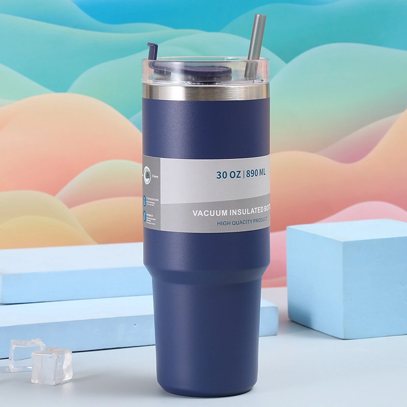 Stainless Steel Vacuum Cup Outdoor Portable Vehicle-mounted Cup With Straw