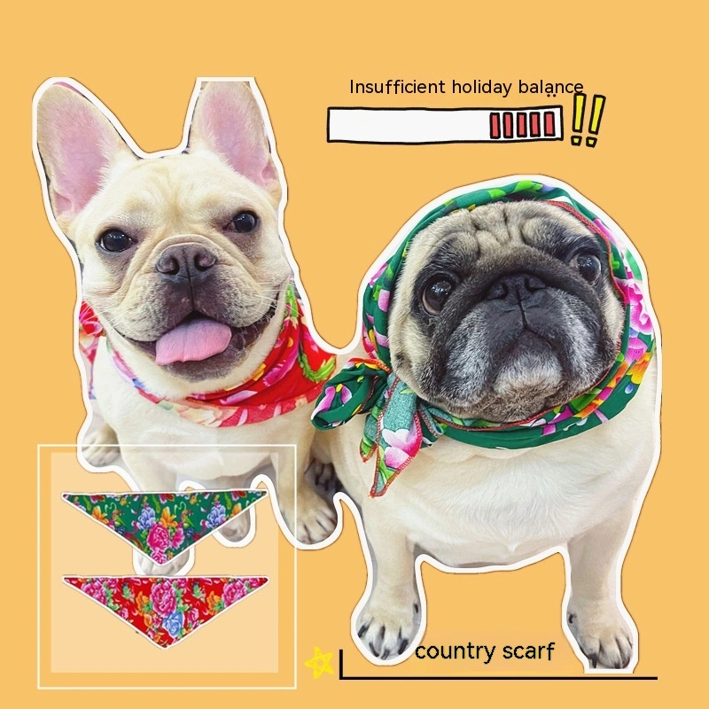 Country Style Pet Triangular Scarf Dogs And Cats Bib Scarf Ornament Funny Photography Headscarf