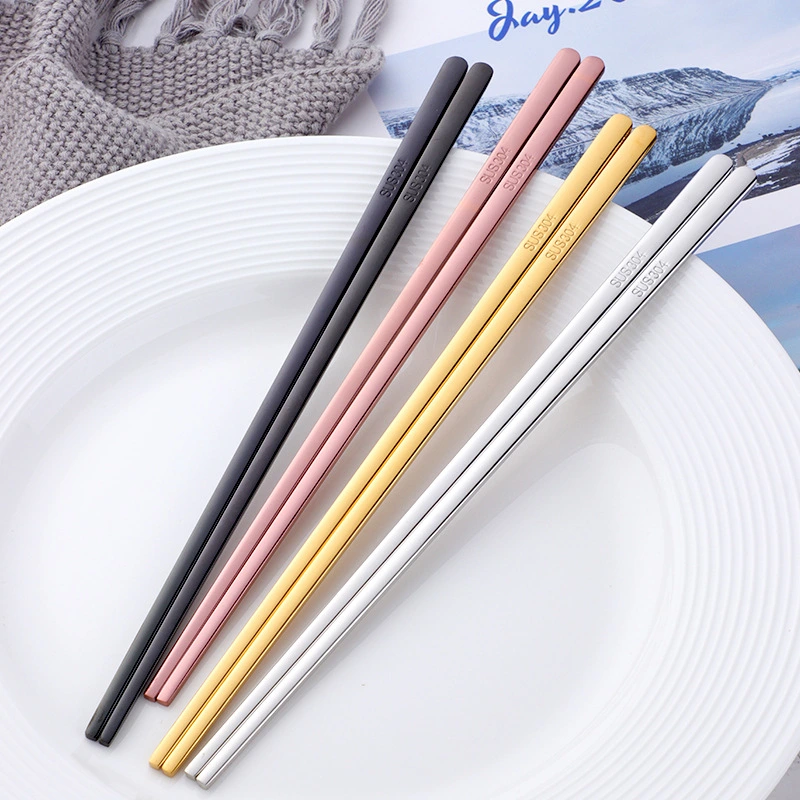 304 Stainless Steel Korean Flat Chopsticks Household Solid