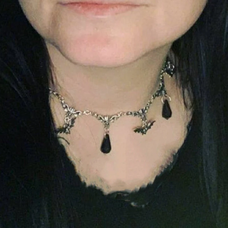 Gothic Bat Choke Necklace