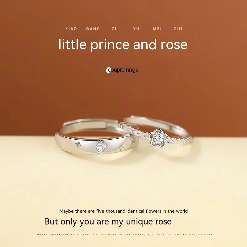 Little Prince And Rose Couple Ring Men And Women Inn Special-interest Design Fashion Couple Rings