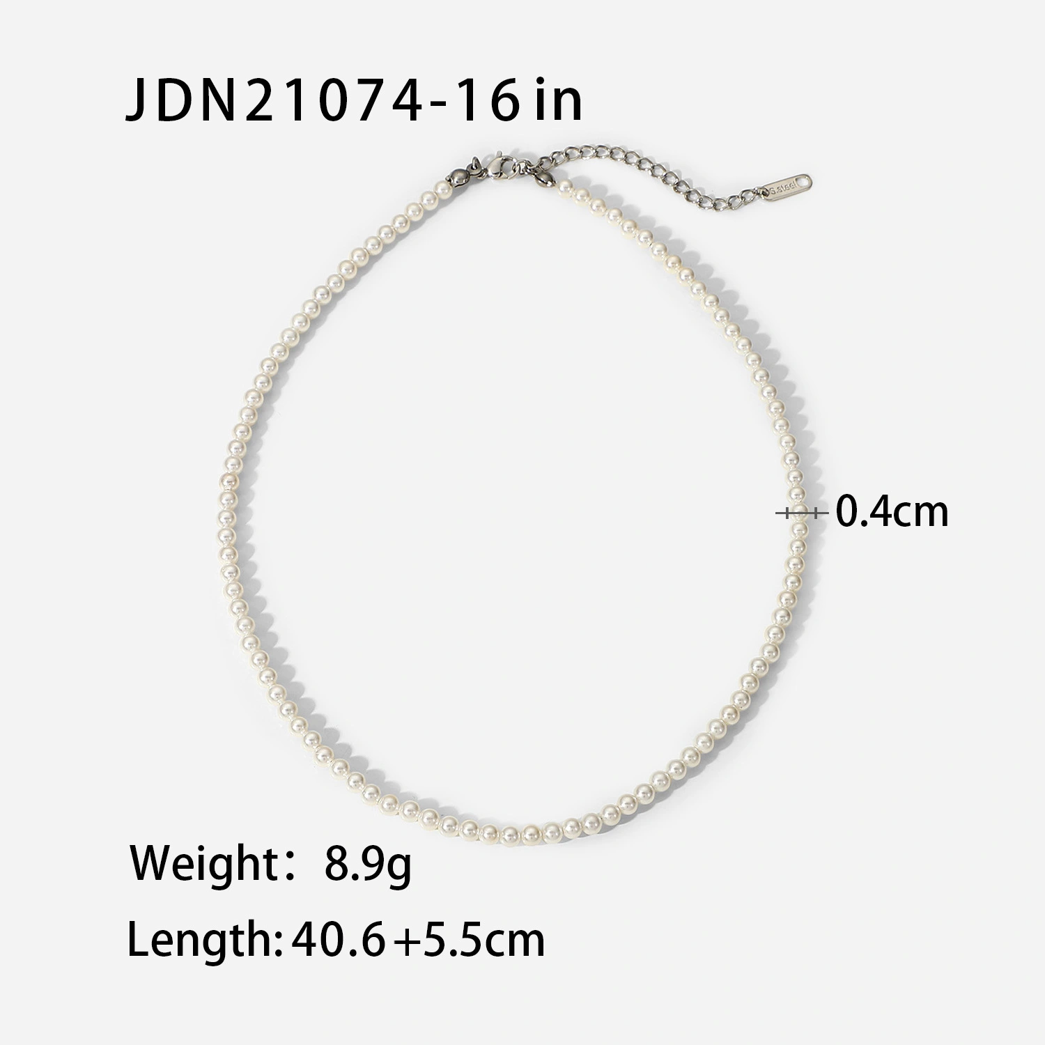 Fashionable And Trendy Men's Pearl Necklace 4mm
