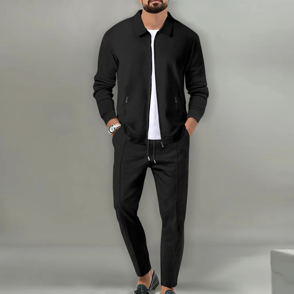 Men's Spring And Autumn Zipper Pocket Lapels Slim-fit Cardigan Men's Clothing Jacket Suits