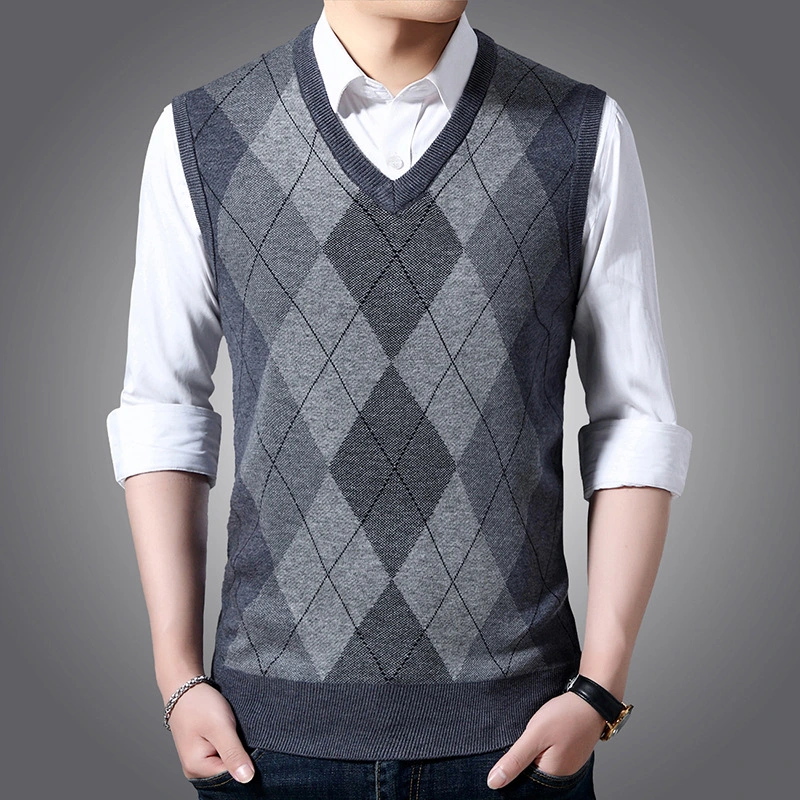 Factory Direct Sales Winter Wool Knitted Vest Middle-aged And Elderly Men's Thickened Sweater