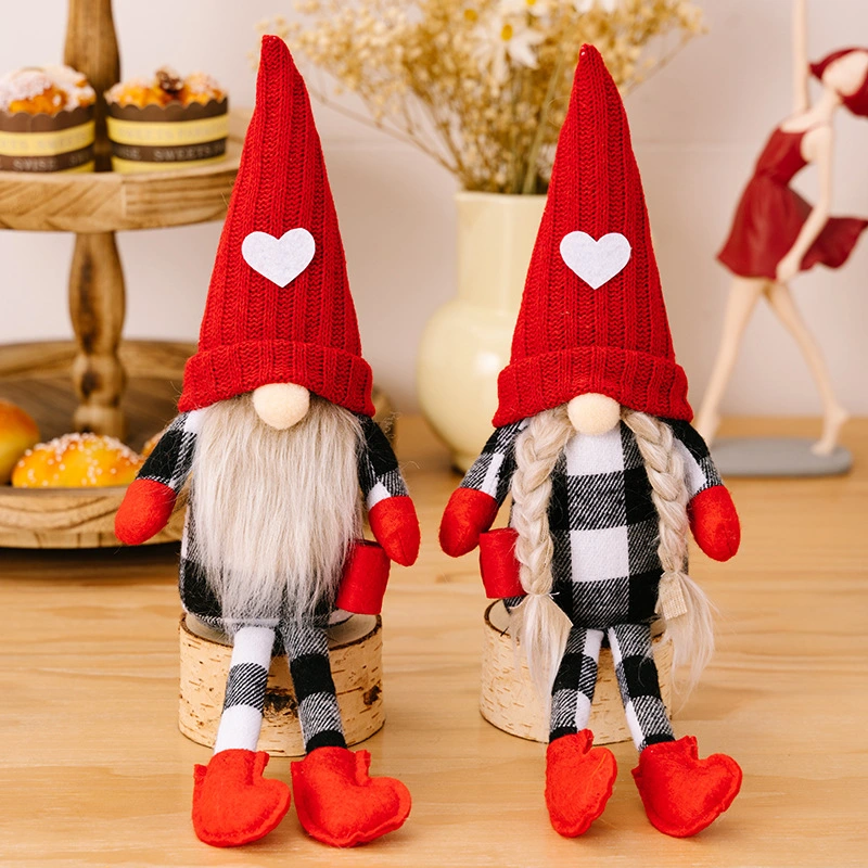 Christmas Little Decoration Red Knitted Hat Faceless Doll