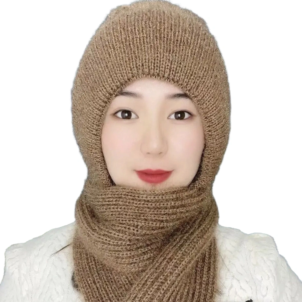 Women's Hat Scarf Integrated Hat Knit Beanie Hat Winter Warm Cap