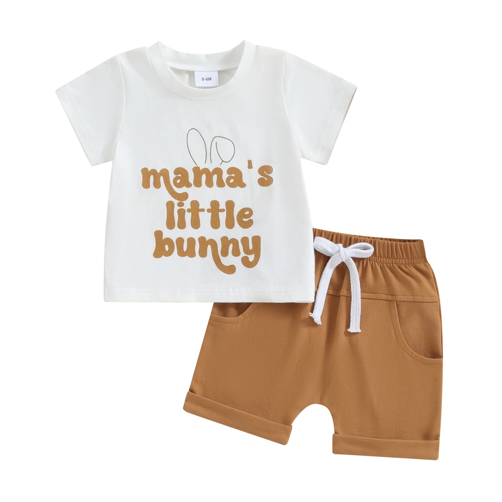 Toddler Boys Easter Outfits Letter Print T-Shirt and Elastic Shorts