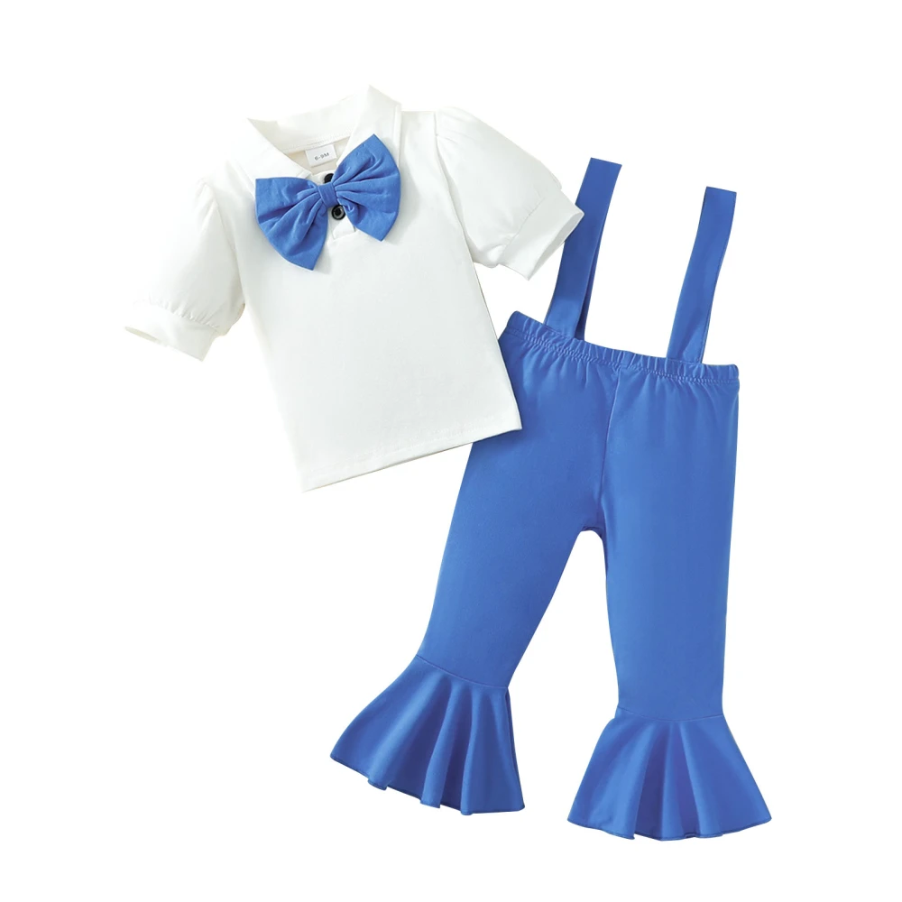 Toddler Girls Party Outfits Tops Suspender Flare Pants Set