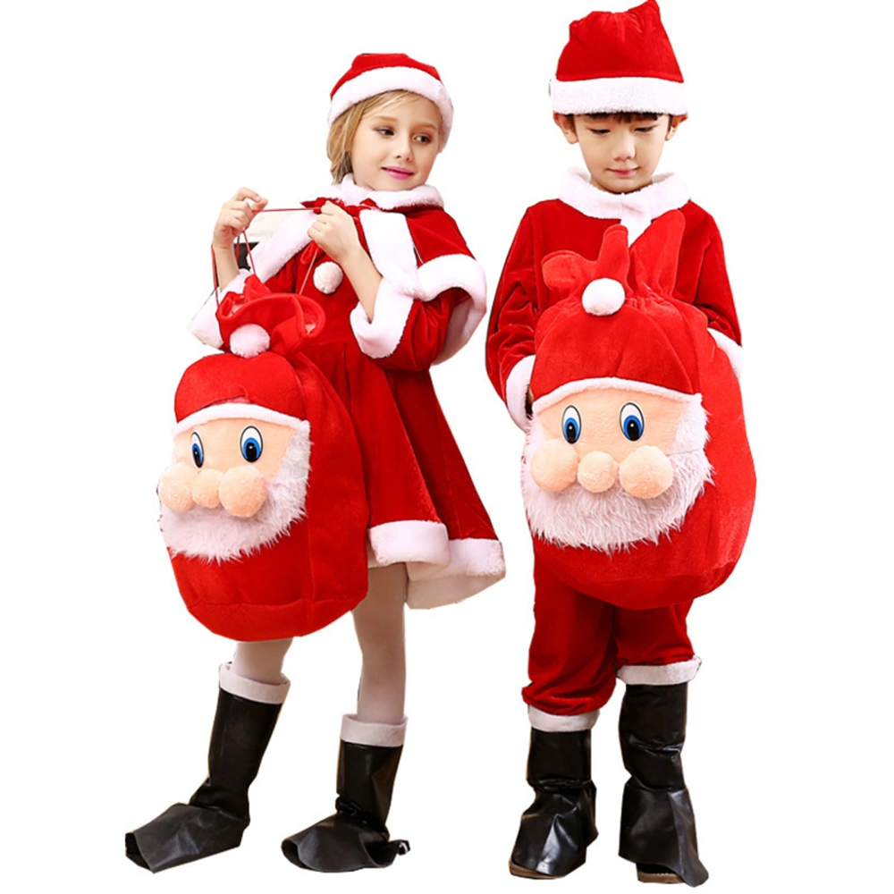 Christmas 3D Cute Santa Claus Hat  Avatar Drawstring Plush Backpack