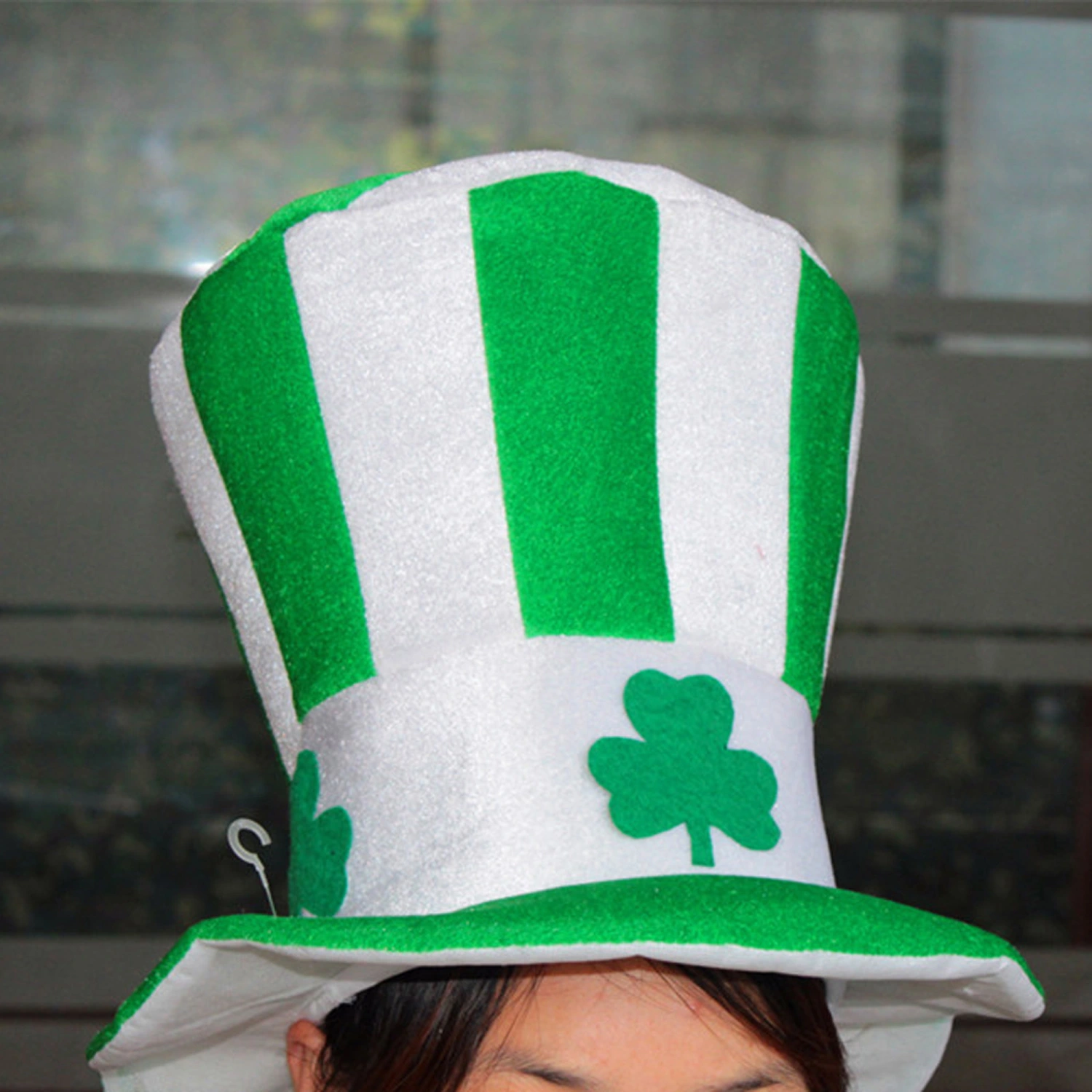 Green Leprechaun Top Hat Shamrock Velvet Hat St. Patty's Day Costume